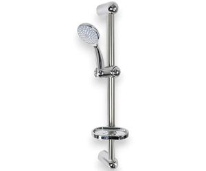 Topolenashop Saliscendi Doccia Cromato con Soffione Multigetto Ø8 cm - Asta Doccia 60 cm, Tubo 180 cm e Portasapone Scorrevole, Kit Doccia Completo con Attacco Universale 1/2” | 69131