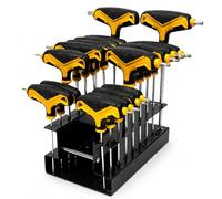 topolenashop Set 18 Chiavi A Brugola Con Impugnatura A T Esagonali E Torx Con Testa Sferica In Acciaio Cromo Vanadio Cr-V - Supporto Porta Chiavi Incluso | 262010