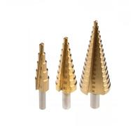 Topolenashop Set 3 Punte Coniche a Gradino HSS Titanio 4-12/4-20/4-32 mm - Frese Coniche per Trapano per Forare Metallo, Ottone, Legno, Plastica, Ferro e Acciaio Sottile