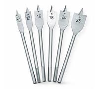 Topolenashop Set 6 Mecchie Punte Piatte per Legno Ø 10-25 mm Codolo Esagonale 1/4" Cambio Rapido per Trapano e Avvitatore - Foratura Legno e Derivati VHT02621