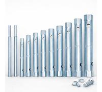 topolenashop Set Chiavi Tubolari Professionali 10 Pezzi 6-22 mm con Asta di Prolunga - Chiavi a Tubo in Acciaio Zincato per Dadi Incassati, Meccanica, Manutenzione e Fai da Te 07315