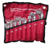 topolenashop Set Di 8 Chiavi A Pipa Esagonali 8-19mm Chiavi Bussola 8 10 11 12 13 14 17 19, Chiavi a Bussola Combinate di Riparazione auto acciaio cromo vanadio con raccoglitore