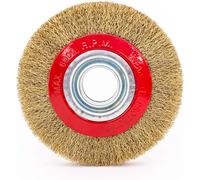 Topolenashop Spazzola Circolare Disco Filo Acciaio 175mm (7'') per Smerigliatrice Mola da Banco - Spazzola a Filo Ondulato in Acciaio per Sbavatura, Satinatura e Lucidatura Metalli 9363544