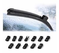 Topolenashop Spazzola Tergicristalli Universale Auto Aero Flat 24” 600 mm con 10 Adattatori, Gomma Resistente ad Agenti Atmosferici, Montaggio Rapido, Ricambio Parabrezza Auto