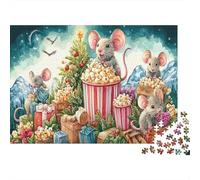 Topolino Cuore Carta spessa Topolini con popcorn nella montagna innevata Puzzle attività interattiva rilassante 38x26cm/1000 pezzi