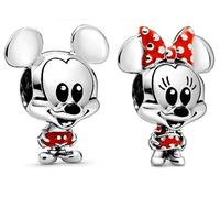 Topolino e Minnie Mouse Set di due ciondoli in argento Sterling 925 compatibile con ciondoli Pandora e molti altri braccialetti con ciondoli nel Regno Unito., Metallo