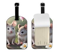 Topolino in Love - Targhetta per bagagli in pelle PU, double-face, personalizzabile con copertura per la privacy