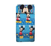 Topolino Mickey Mouse, Set Lenzuolo Letto Piazza E Mezza, Completo Letto Piazza E Mezza Disney, Lenzuolo Sopra, Lenzuolo Con Angoli, Federa, Blu, Disney, 100% Cotone, Prodotto Ufficiale