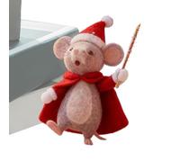 Topolino natalizio in feltro, statuette in feltro, da tavolo per le vacanze, decorazione per feste, graziosa bambola in feltro agugliato, davanzali interni per vacanze, camera da letto, soggiorno