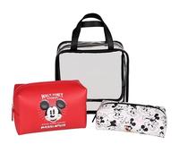 Topolino - Set di 3 borse da toilette con cerniera rosse e bianche, diverse misure, Rosa, 543786