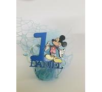 Topolino SU LEGNO CON NOME personalizzato a scelta COMPLEANNO BATTESIMO 22 pz