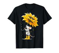 Topolino tiene il ritratto di girasole carino arte del mouse Maglietta