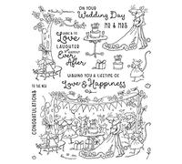 Topolino, torta nuziale, idea regalo, farfalle, fiori e timbri per la creazione di biglietti, fai da te, scrapbooking, anniversario di matrimonio, parole d'amore e fortuna, timbro trasparente in gomma