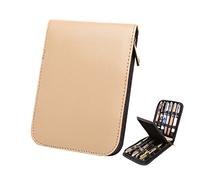 Topoomart Fountain Roller Ball Pen Case Holder PU Leather Bag for 12 Pens Beige
