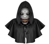 TOPOQ Mantello medievale rinascimentale con cappuccio, mantello medievale per Halloween, maschera da diavolo spaventoso, cappello gotico da cavaliere, vampiro, accessori per costume da morte, cosplay