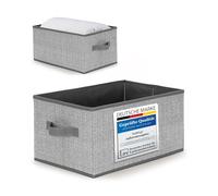TOPP4u Grandi scatole portaoggetti in tessuto, 38 x 26 x 20 cm, set da 2 pezzi, per scatole di immagazzinaggio, grandi e pieghevoli, per armadi, armadietti, scatole in grigio e beige