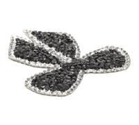 Toppa a Fiocco con Pietre Decorative 6cm Nera per Borse e Cuscini | Applicazione Termoadesiva, Resina e Colla a Caldo, per Riparare Fori e Creare Decorazioni Fai da Te