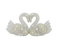Toppa a forma di cigno bianco e nero, con perline e strass, per abbigliamento, giacche fai da te, gilet, felpe, magliette (2 pezzi)