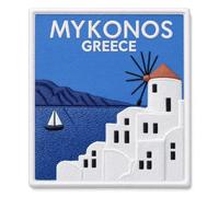 Toppa a forma di Mykonos della Grecia (8,9 cm), da applicare con ferro da stiro, da cucire o da applicare con ferro da stiro, souvenir per viaggi in Europa, per vacanze