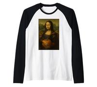 Toppa a Forma di Zucca con Mona Lisa e Parodia Vintage Maglia con Maniche Raglan