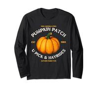 Toppa a Forma di Zucca con Scritta Hayride Rustic Farm Fun Maglia a Manica