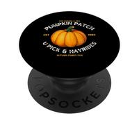 Toppa a forma di zucca con scritta "Hayride Rustic Farm Fun" PopSockets PopGrip Adesivo