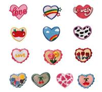 Toppa Adesiva Per Tessuti 13 pezzi/set toppe ricamate autoadesive con fiori d'amore, applique fai da te, decorative, accessori fatti a mano