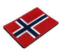 Toppa Bandiera Norvegia Ricamata - Velkro Patch Norway | Toppe per Piumini, Zaini e Giacche | Patch Ski | Toppe Paesi del Mondo - 7,5 × 5 cm