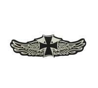 Toppa Biker Croce con Ali XXL - Patch Ricamata Termoadesiva 25x7,5 cm - Stile Chopper Moto - Applicazione Ferro o Cucitura per Giubbotto, Gilet e Abbigliamento Fai da Te