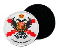 Toppa circolare Imperiale, bandiera della Croce di Borgogna con Aquila - Toppe di abbigliamento - Toppe Militari - Velluto spagnolo - 80 x 80 mm