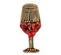 Toppa con perline e strass a forma di bicchiere di vino rosso, da cucire per cappelli, borse, giacche, accessori fai da te (2 pezzi)