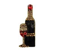Toppa con perline e strass a forma di bicchiere di vino rosso, da cucire per cappelli, borse, giacche, accessori fai da te (B, 2 pezzi)