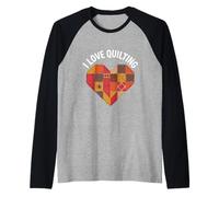 Toppa con scritta «I love quilting» a forma di cuore Maglia con Maniche Raglan