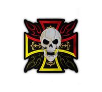 Toppa Con Teschio Colorato E Croce - Grande Toppa Sulla Schiena 25Cm Ricamata