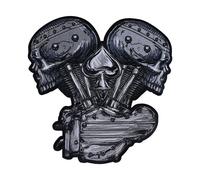 Toppa con teschio V-Twin in metallo e Meyhem Lethal Threat 12 x 13 pollici