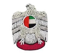 Toppa da cucire in seta indiana, fatta a mano, a forma di aquila, per cappelli e abiti, giacche, borse (argento, 2 pezzi)