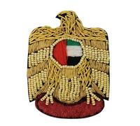 Toppa da cucire in seta indiana, fatta a mano, a forma di aquila, per cappelli e abiti, giacche, borse (oro, 2 pezzi)