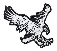 Toppa da motociclista: Black Eagle Aquila, ricamata da cucire, chopper termoadesiva in metallo resistente, ideale come regalo fai da te per giacca in pelle/gilet/kutten, nero, 100 x 110 mm