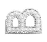 Toppa da sposa con lettera decorativa per giacca, cappello, borsa (H) | Mix di perle artificiali e diamanti, finitura scintillante, supporto, lunghezza 10,5 cm, design personalizzato facile