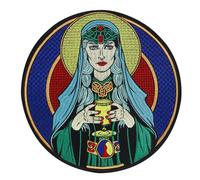 Toppa emblematica donna guerriera, Vergine Maria Maria Guadalupe battesimo ricamato ferro su applique, distintivo decorativo giacca punk