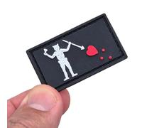 Toppa in PVC Barbanera Pirata Blackbeard Edward Teach compatible con velcro, toppe per cappelli, toppe tattiche, toppe militari (nero, bianco-rosso, 2,5 x 4,4 cm)