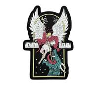 Toppa in PVC con Arcangelo Michele, Arcangelo che uccide il drago, in gomma, con gancio e anello, per abbigliamento, zaini, gilet