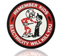 Toppa in PVC Reddy Kilowatt - Remember Kids Electricity Will Kill You, divertente toppa per cappello rigido, gilet, borsa degli attrezzi, zaini, guardalinema, elettricista, lavori edili regali