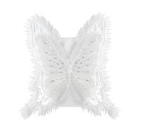 Toppa in tessuto di pizzo a forma di farfalla, con perle, da cucire, per matrimoni, abiti da sera, abbigliamento, progetti di moda, decorazione per abiti da sposa