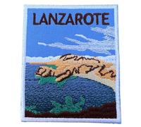 Toppa Lanzarote delle Isole Canarie (8,9 cm) da applicare con ferro da stiro o da cucire, per viaggi, Europa, souvenir, Spagna, Isola, Vacanze, emblema per vacanze