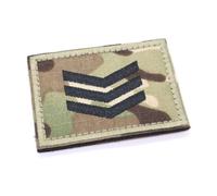 Toppa mimetica multicam con stemma del sergente lancia caporale ricamata con gancio e anello patch militare MTP EMS EMT mimetico (sergente)