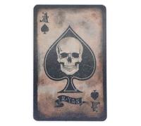 Toppa Morale dell'asso di picche con teschio e gancio e anello, 8 cm x 5 cm, forze britanniche, in PVC, coyote e nero invecchiato