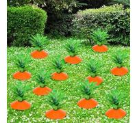 Toppa pasquale a forma di carota artificiale, foglie di felce, decorazione per prato, giardino, cortile (6 pezzi)