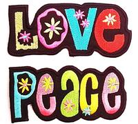 Toppe termoadesive Patch termoadesiva Applique applicazioni toppe ricamate toppa ricamata 2 pezzi 10 cm Love + 10 cm Peace