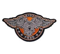Toppa, patch ricamata, patch termoadesiva, toppa biker, moto, Ride Free - per Gilet da Moto, Iron-On per Decorare Abbigliamento da Moto, Giubbotto Fai da Te